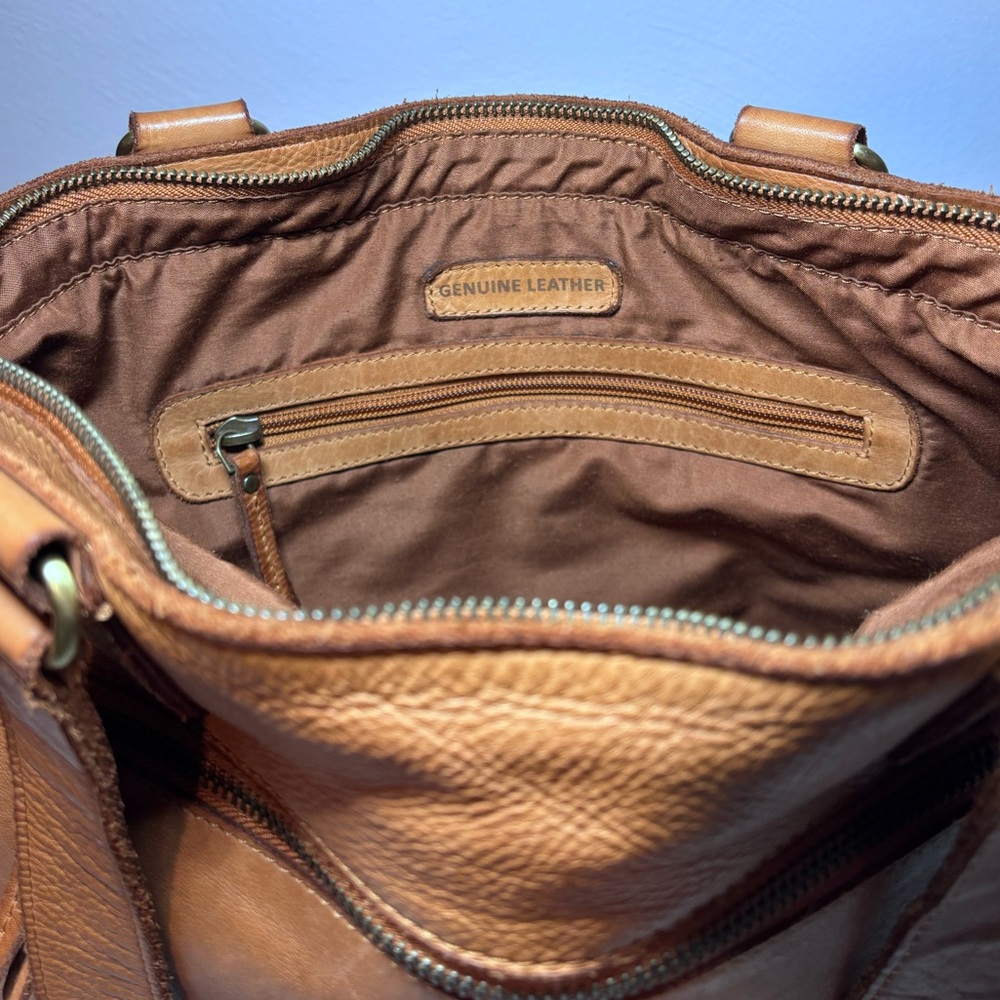 Tan GENUINE LEATHER Tote Bag - Versatile Everyday Carry - Picture 9 of 10
